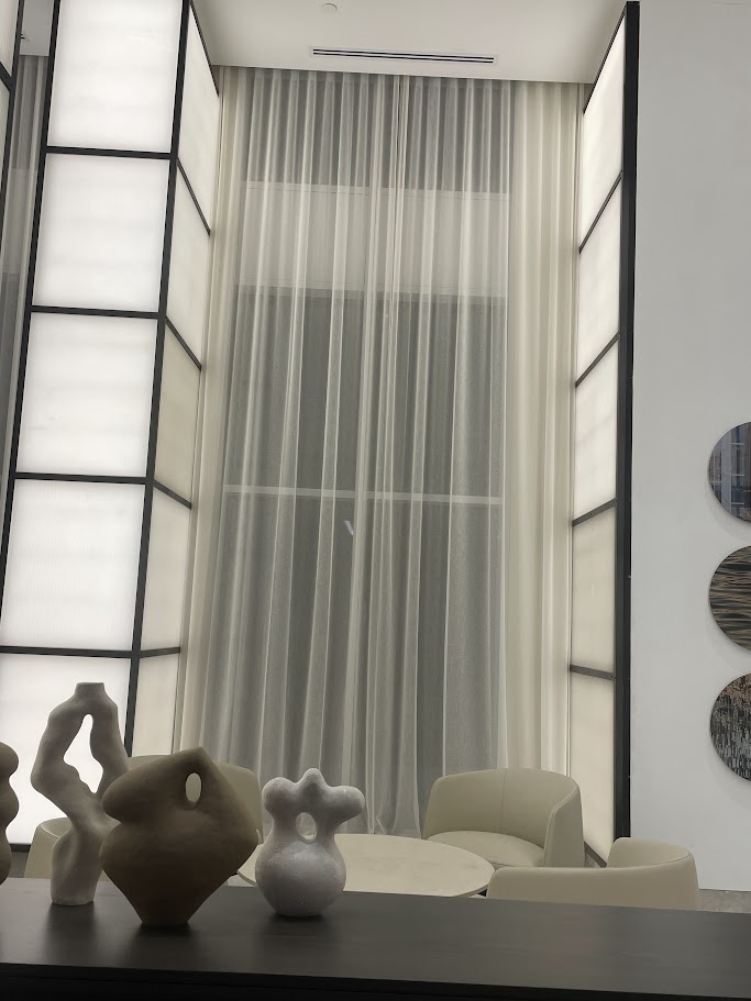 Floor-to-ceiling sheer panels