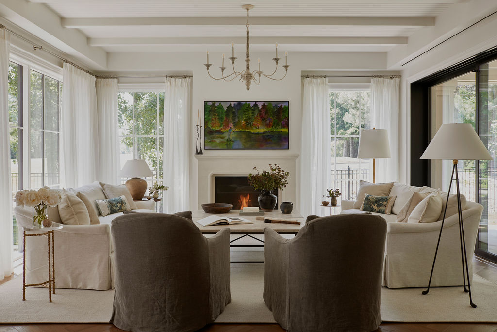 Elegant sheer drapery in foyer